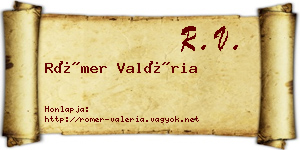 Römer Valéria névjegykártya